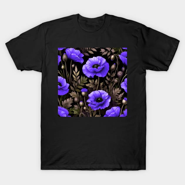 Poppy Flowers on Black T-Shirt by Jenni Arts